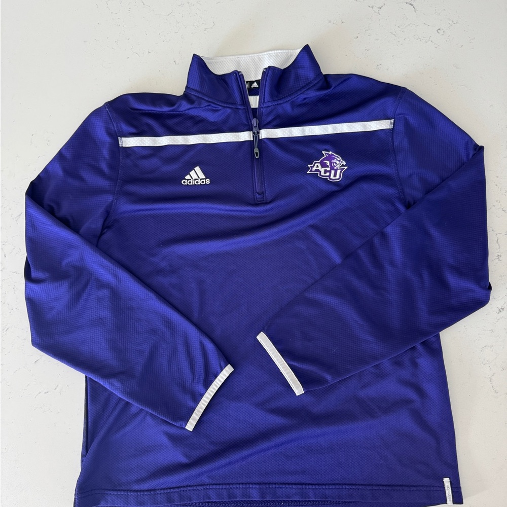adidas Purple ACU Quarter-Zip Pullover with White Accents